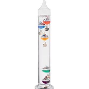 Galileo thermometer in glass