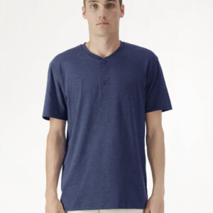American Apparel CVC Unisex Henley T-shirt (2004CVC) - Indigo heather