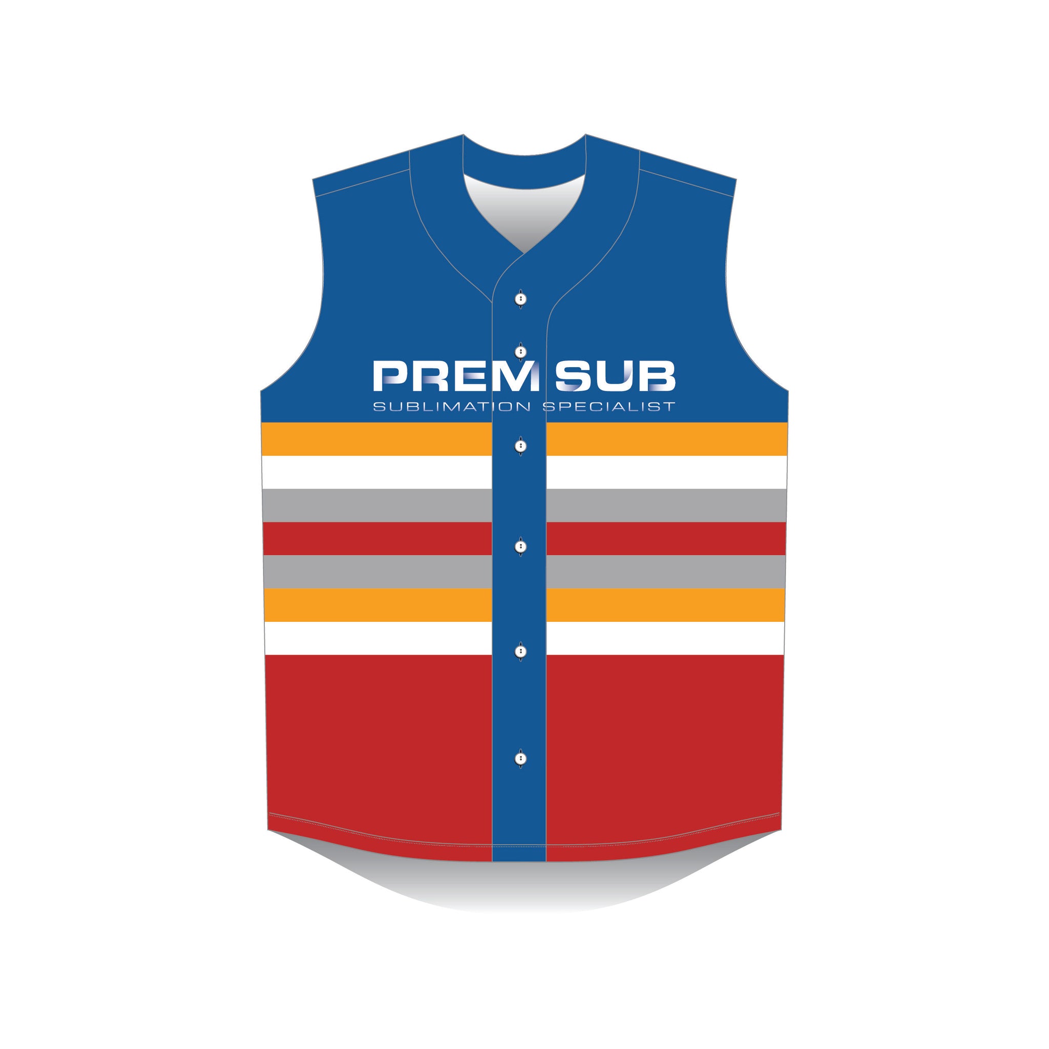 Baseball Sleeveless Jersey Full Button - Front